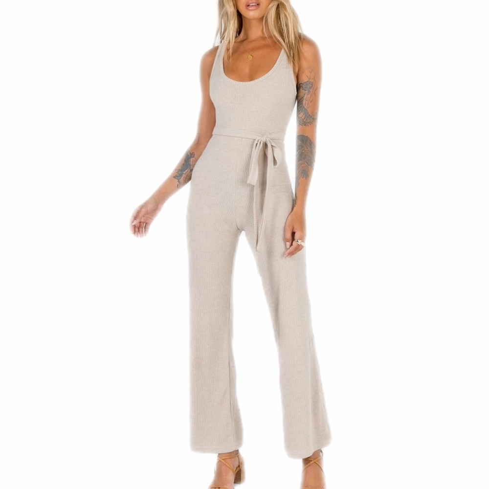 tan comfy jumpsuit